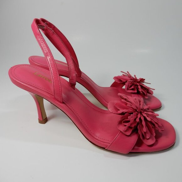 Larroude Hibiscus Slingback Sandals Size 6 Magenta Pink Leather NEW $350 - Picture 8 of 16